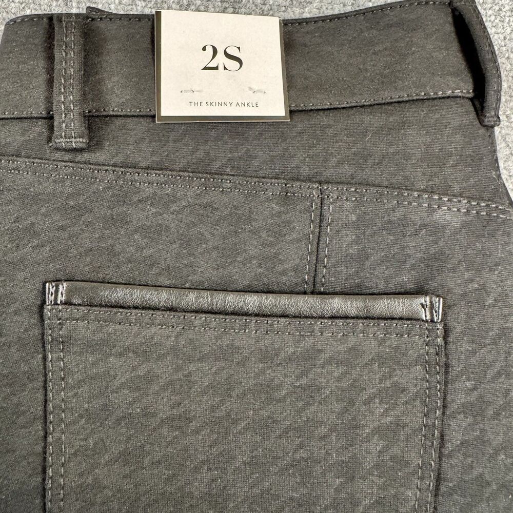 WHBM Skinny Ankle Pants Womens 2S Black Houndstooth Ponte Zip Hem Stretch NWT - Picture 10 of 10